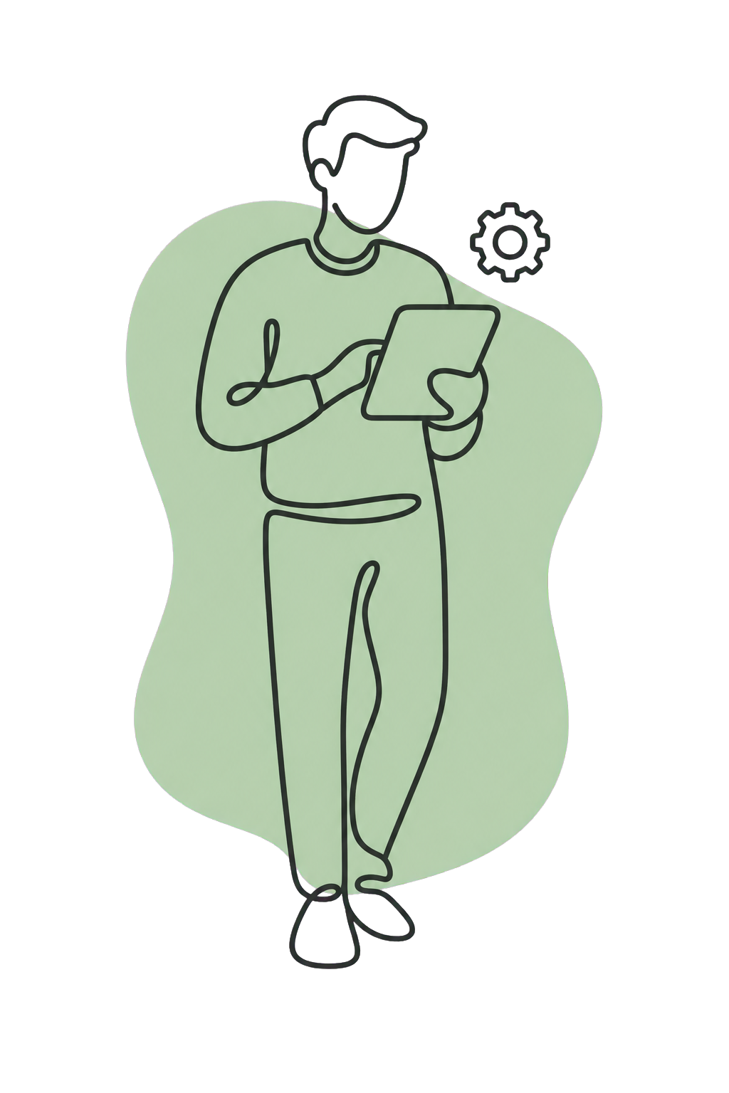 Webシステム開発を担当するエンジニアの線画イラスト